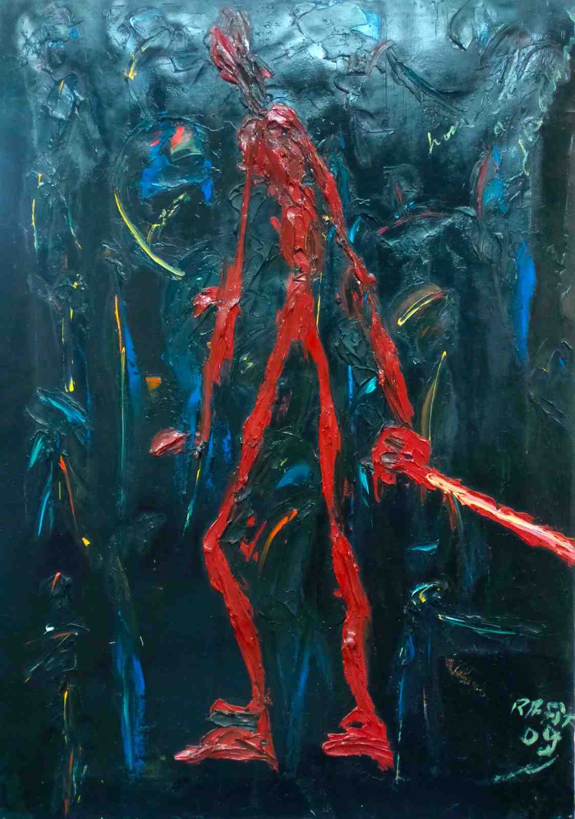 "Hommage à Giacometti " Diptyque 70/50cm+50/40cm